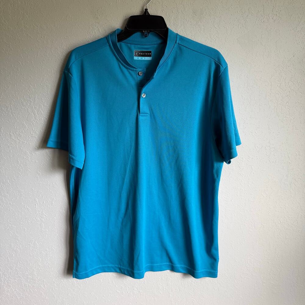 Men’s L Blue Callaway Sporty Golfing Breathable Lightweight Collarless Shirt